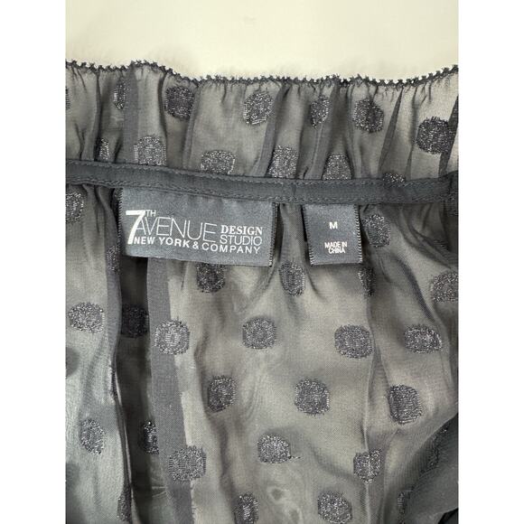 NY & Co Womens Sleeveless Sheer Top M Black Glitter Polka Dot Whimsigoth Fairy - Picture 4 of 14